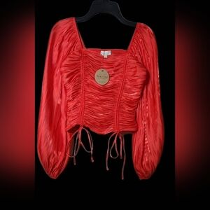 NWT Tea & Cup Red Balloon Sleeve Top